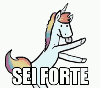a cartoon unicorn with a rainbow mane and tail is standing on its hind legs with its tongue out .