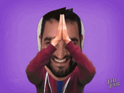 a cartoon of a man making a face with his hands and the words jib jab on the bottom right