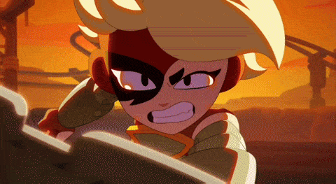 a close up of a cartoon character with an angry expression