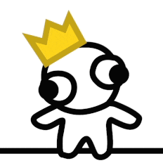 a line drawing of a person wearing headphones and a yellow crown