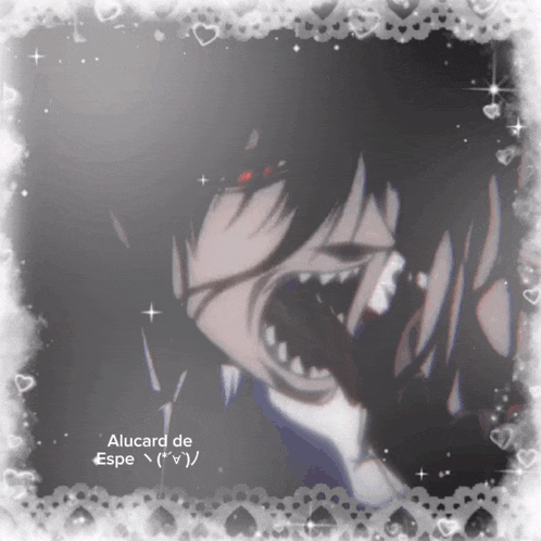 a picture of a man with his mouth open and the name alucard de espe