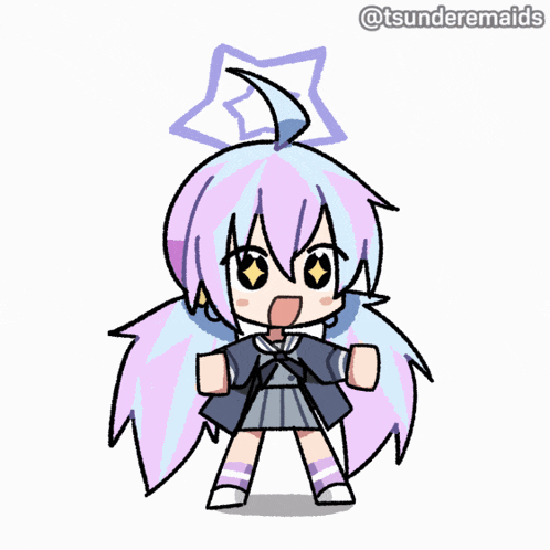 a drawing of a girl with a star on her head and the words @tsunderemaids on the bottom