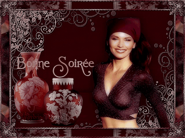 a picture of a woman with the words bonne soiree written on it
