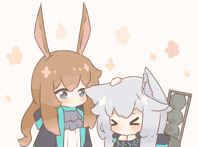 a cartoon drawing of a girl petting another girl 's ear