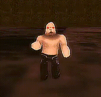 a man without a shirt is dancing in a video game .