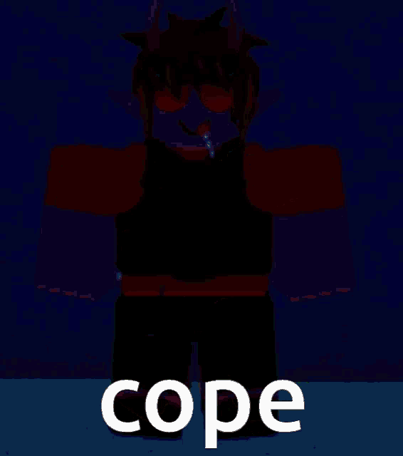 a picture of a devil with the word cope in white