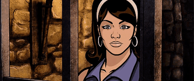 a cartoon of a woman with hoop earrings and a headband