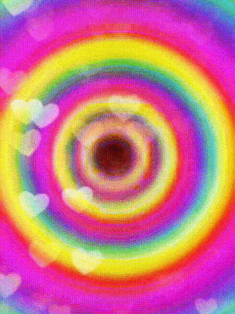 a rainbow colored circle with hearts on the bottom