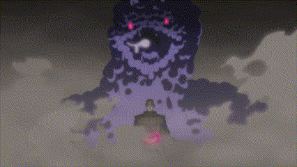 a purple monster with a crown on its head is surrounded by smoke