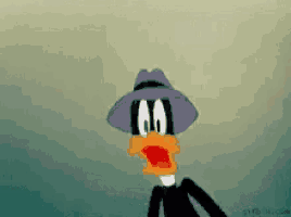 a cartoon of a duck wearing a hat and a suit .