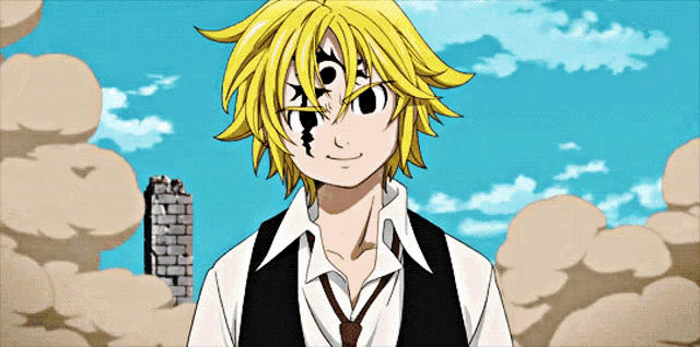 a cartoon of a man with yellow hair and a tie