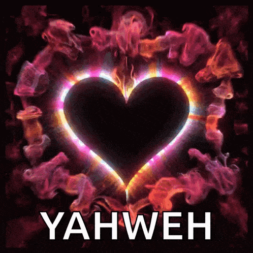 a heart surrounded by smoke with the name yahweh