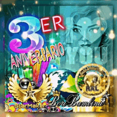 a colorful poster with the number 3 on it