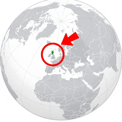 a globe with an arrow pointing to the uk