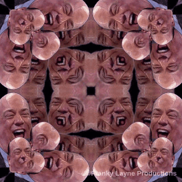 a kaleidoscope of faces with the words franky layne productions at the bottom
