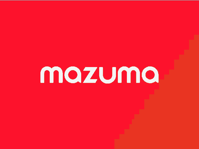 a red and black logo that says mazuma