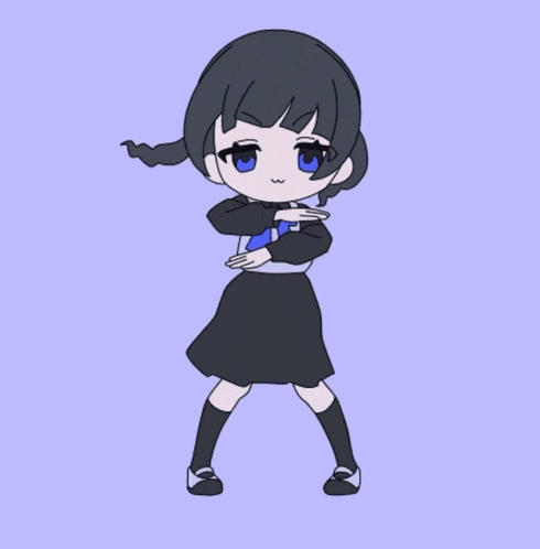 a cartoon girl is jumping in the air with her thumbs up