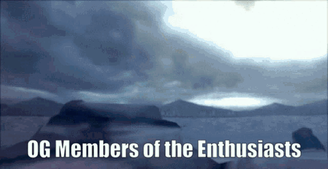 og members of the enthusiasts is displayed on a blue background