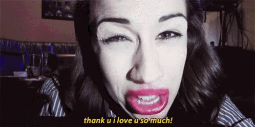a close up of a woman 's face with the words thank u i love u so much
