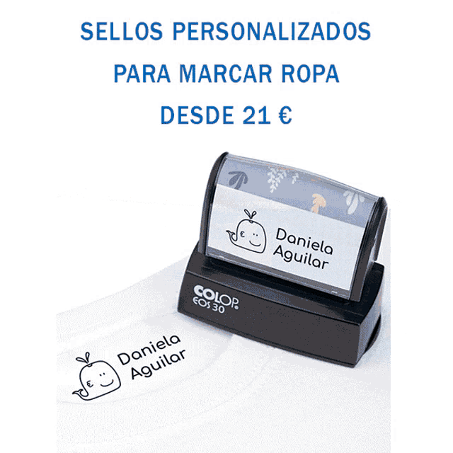 a person is stamping a shirt with the name daniela sanchez