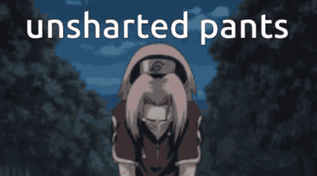 a picture of a girl with the words unshared pants
