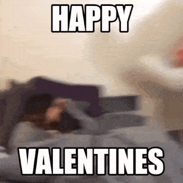 a picture of a person laying on a bed with the words happy valentines