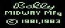 a black background with white letters that say barry midway mfg 1981 1983