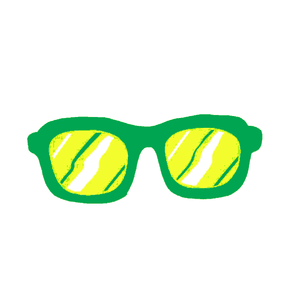 a pair of green sunglasses with a yellow lens