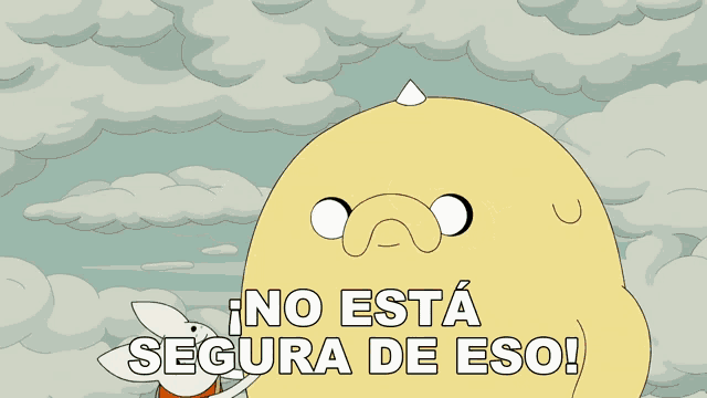 a cartoon of a cat and a monster with the words no esta segura de eso