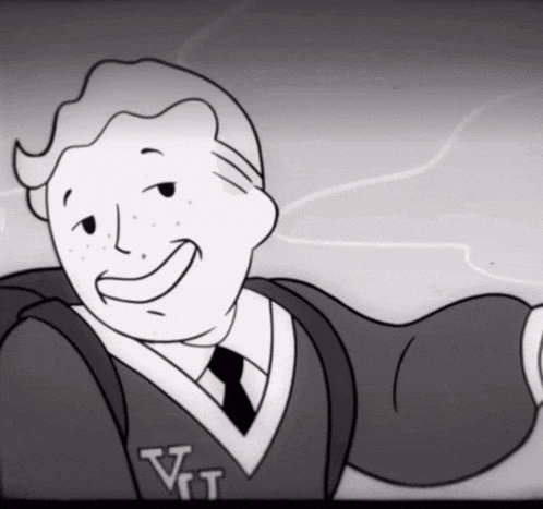 a black and white drawing of a man wearing a vt sweater