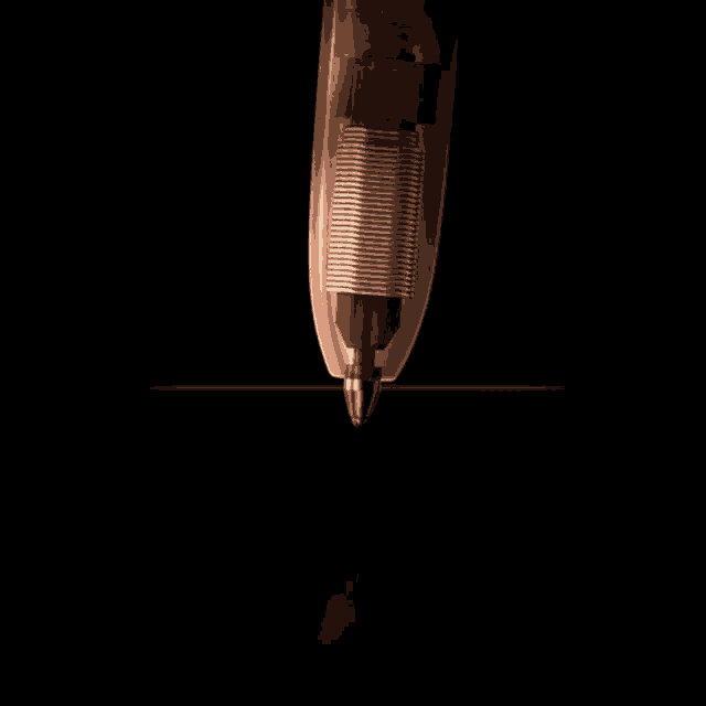 a close up of a pen on a black surface