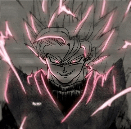 a black and white drawing of a cartoon character with pink hair and glowing eyes .