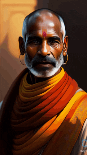 a painting of a man with a beard and a scarf around his neck