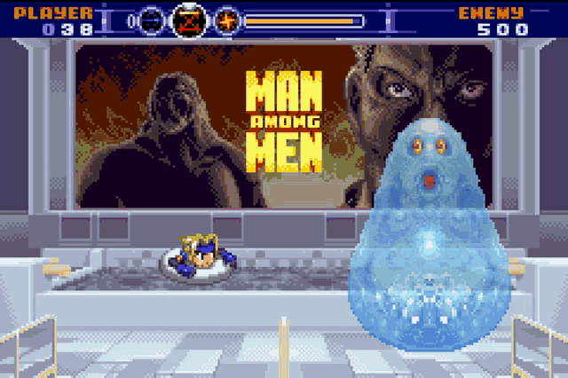 a video game called man among men is being played by a player