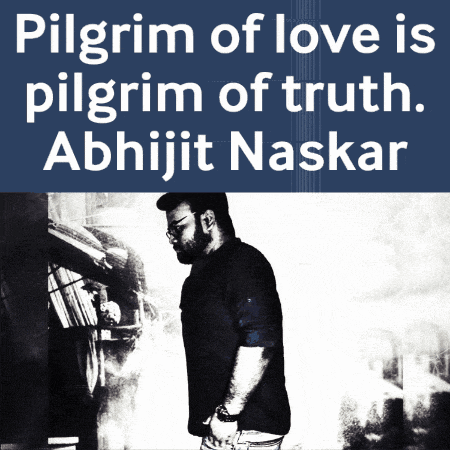 pilgrim of love is pilgrim of truth written above a man