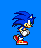 a pixel art of sonic the hedgehog running on a blue background