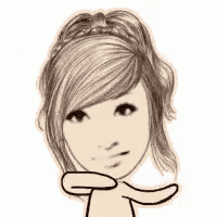 a cartoon drawing of a girl with long hair and a braided headband .