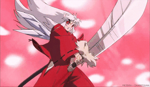 a drawing of a person holding a large sword with the name meidou-zangetsuha written below it