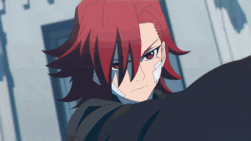 a cartoon character with red hair has a bandage on his face