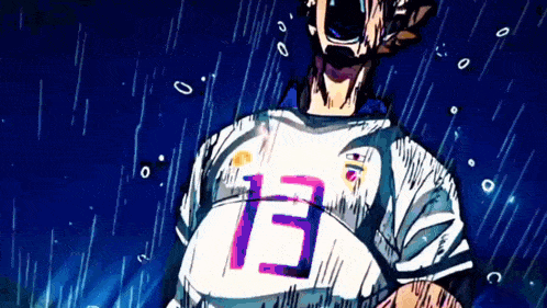 a cartoon drawing of a person wearing a jersey with the number 13 on it
