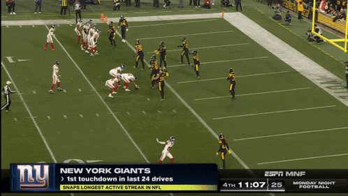 a football game between the new york giants and the steelers