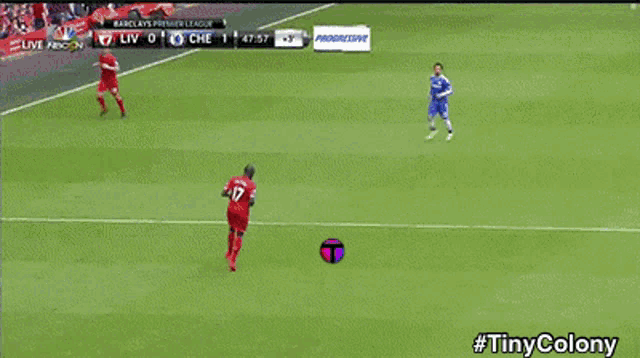 a soccer game between barclays and che is being played live