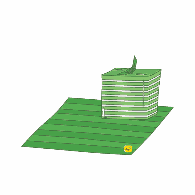 a drawing of a stack of boxes with a yellow box in the middle of the stack