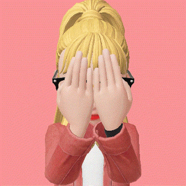 a cartoon girl wearing glasses and a red jacket is smiling