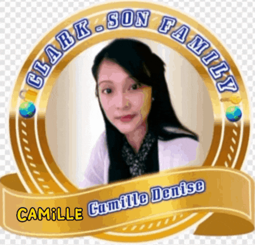 a picture of a woman in a circle with clark son family camille denise
