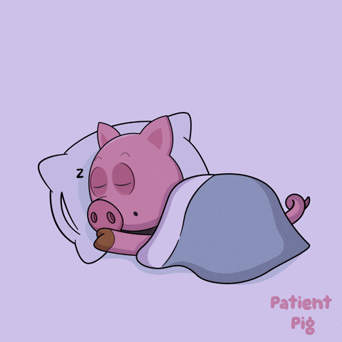 a cartoon pig is sleeping under a blanket