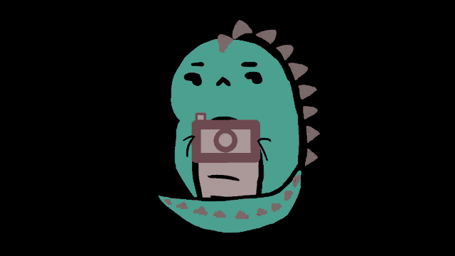 a drawing of a dinosaur taking a picture with a camera