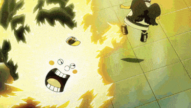 a cartoon drawing of a person with wings and a yellow face