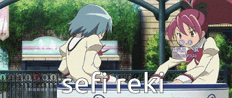 a couple of anime girls standing next to each other with the word sefi-reki in the corner