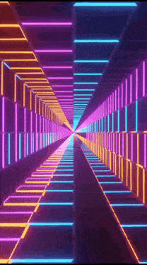 a tunnel with a lot of neon lights on it